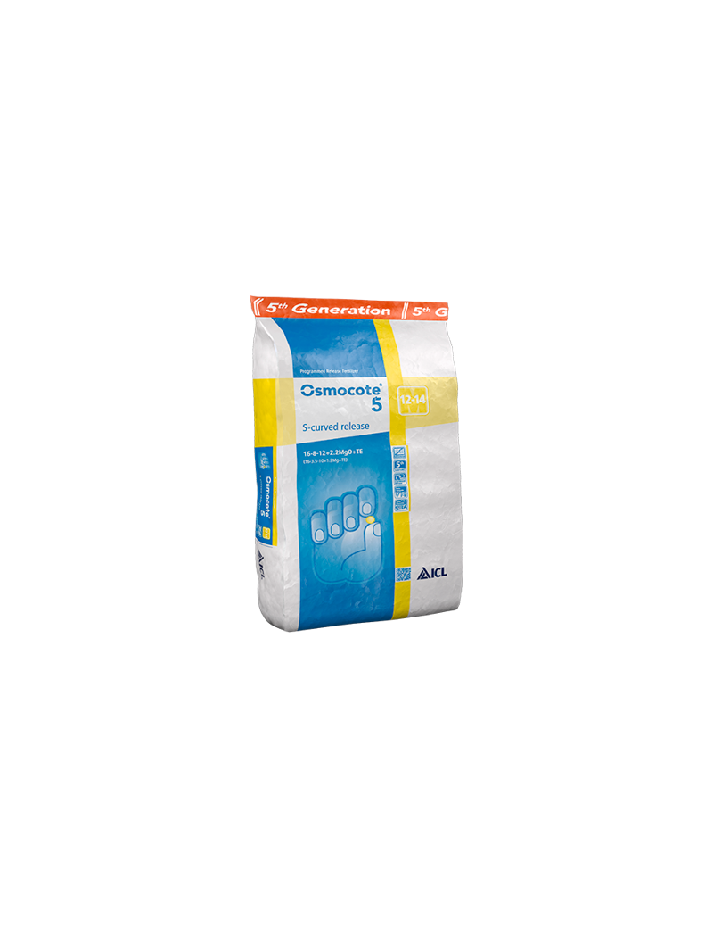 OSMOCOTE 5 S-CURVED EXACT 12/14 MOIS 16-08-12+2.2MgO+TE